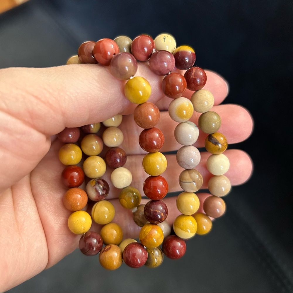 Mookaite Jasper 8mm Beaded Stretch Bracelet - price for BOTH bracelet - Picture 2 of 5